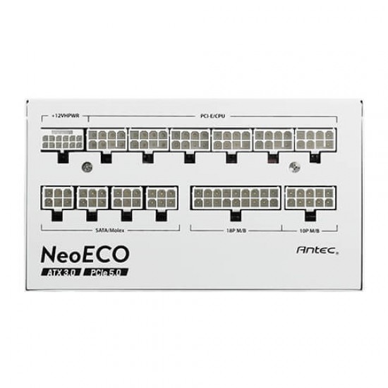 ANTEC NeoECO, NE1000G M ATX3.0 ,WHITE , 1000W Full Modular PSU, 80 Plus Gold Certified, PCIE 5.0 Support, PhaseWave Design, Japanese Caps, Zero RPM Manager, Silent 120mm Fan, 10-Year Warranty