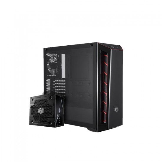MASTERBOX MB520 TG (RED LED) CASE+ COOLER MASTER  V4 600W 80 PLUS
