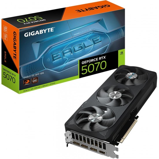 GIGABYTE GeForce RTX 5070 EAGLE OC SFF 12G – NVIDIA Blackwell Architecture, 12GB GDDR7 192-bit, 2587MHz Boost Clock, WINDFORCE Cooling, Hawk Fan, NVIDIA SFF-Ready, RGB Lighting, Reinforced Structure, DLSS 4 Support GIGABYTE GeForce RTX 5070 EAGLE OC SFF 12G – NVIDIA Blackwell Architecture, 12GB GDDR7 192-bit, 2587MHz Boost Clock, WINDFORCE Cooling, Hawk Fan, NVIDIA SFF-Ready, RGB Lighting, Reinforced Structure, DLSS 4 Support