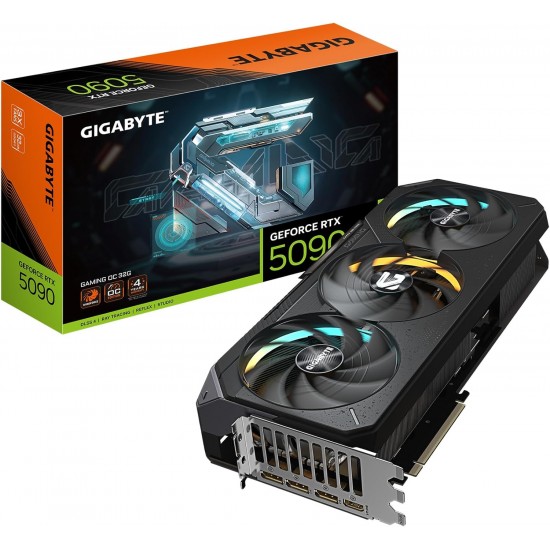GIGABYTE GeForce RTX 5090 GAMING OC 32G – NVIDIA Blackwell, 32GB GDDR7 512-bit, 2550MHz Boost Clock, WINDFORCE Cooling with Hawk Fans, RGB Halo, Dual BIOS, Reinforced Structure, VGA Holder, DLSS 4 Support GIGABYTE GeForce RTX 5090 GAMING OC 32G – NVIDIA Blackwell, 32GB GDDR7 512-bit, 2550MHz Boost Clock, WINDFORCE Cooling with Hawk Fans, RGB Halo, Dual BIOS, Reinforced Structure, VGA Holder, DLSS 4 Support