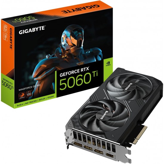 GIGABYTE GeForce RTX 5060 Ti WINDFORCE OC 16G Graphics Card, 16GB 128-bit GDDR7, PCIe 5.0, WINDFORCE Cooling System