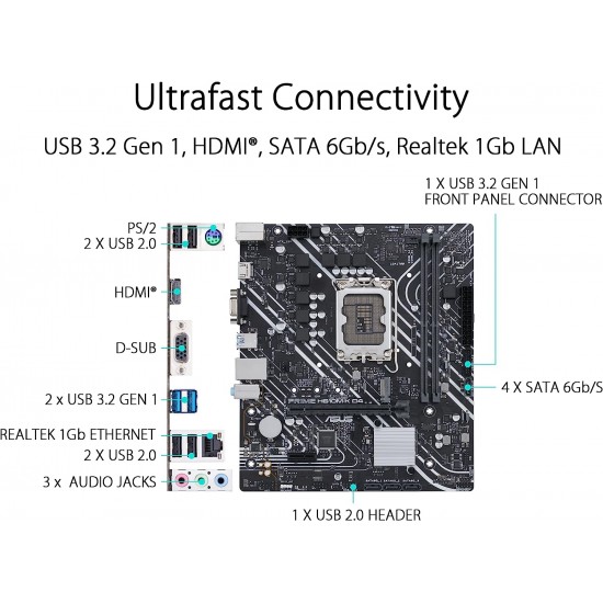 ASUS PRIME H610M-K DDR4 LGA 1700 Micro ATX Motherboard