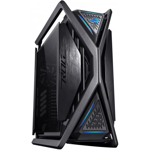 ASUS ROG Hyperion GR701 E-ATX computer case, 420 mm dual radiator support, four 140 mm fans, metal GPU holder, component storage, ARGB fan hub, 60W fast charging