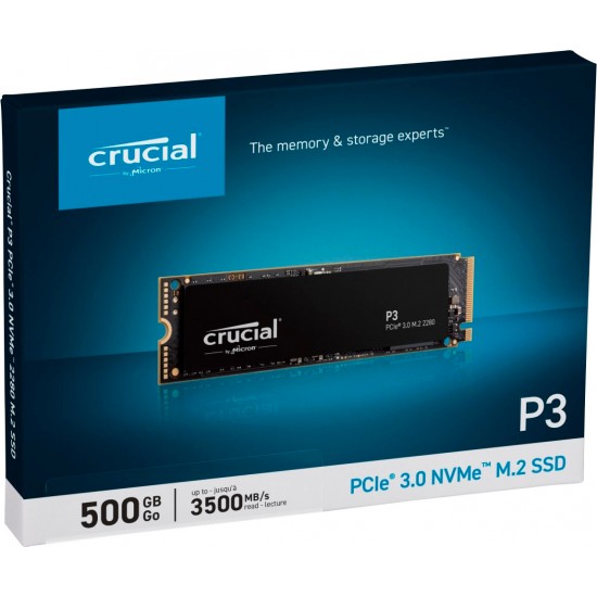 Crucial P3 500GB PCIe 3.0 3D NAND NVMe M.2 SSD, up to 3500MB/s 