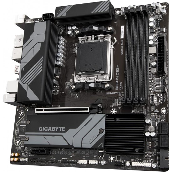 GIGABYTE B650M DS3H (AM5/ LGA 1718/ AMD/ B650/ Micro ATX DDR5/ PCIe 4.0 M.2/ PCIe 4.0/ USB 3.2 Gen2X2 Type-C/ 2.5GbE LAN/Motherboard)