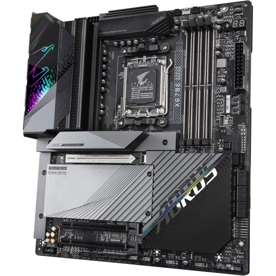 GIGABYTE X670E AORUS Master (AM5/ LGA 1718/ AMD X670E/ EATX/ DDR5/ Quad M.2, PCIe 5.0/ USB 3.2 Gen2X2 Type-C/Intel WiFi 6E/ Intel 2.5GbE LAN/Q-Flash Plus/Gaming Motherboard)