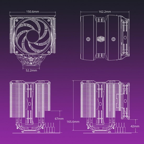 Cooler Master MasterAir MA824 Stealth Dual Tower CPU Air Cooler