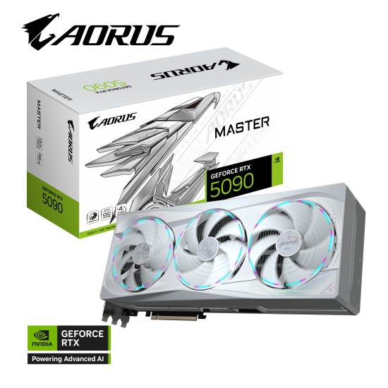 Gigabyte AORUS GeForce RTX™ 5090 MASTER ICE 32G features a 2655 MHz core clock, 32 GB GDDR7