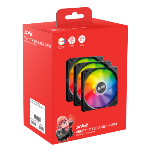 XPG VENTO R ARGB REVERSE Case Fan 120mm — 3x pack