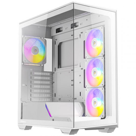 Antec C3 ARGB White, 3 x 120mm & 1 x 120mm ARGB PWM Fans Included, Up to 8 Fans Simultaneously, Type-C，Seamless Tempered Glass Front & Side Panels, 360mm Radiator Support, Mid-Tower ATX PC Case