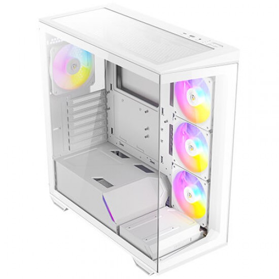 Antec C3 ARGB White, 3 x 120mm & 1 x 120mm ARGB PWM Fans Included, Up to 8 Fans Simultaneously, Type-C，Seamless Tempered Glass Front & Side Panels, 360mm Radiator Support, Mid-Tower ATX PC Case