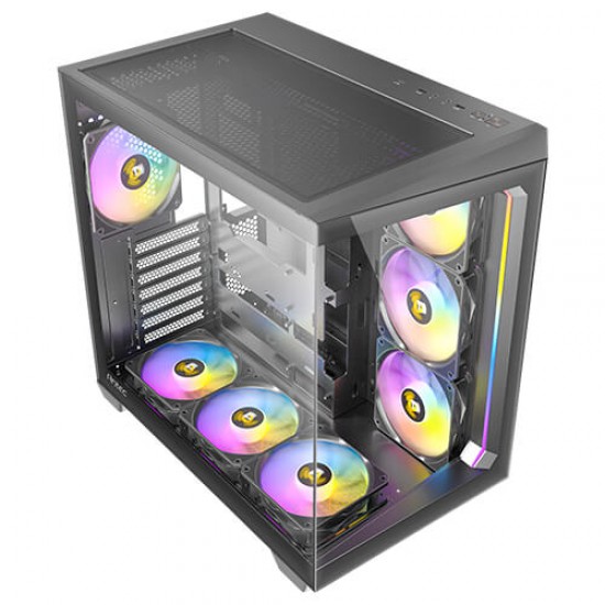 Antec C5 ARGB, 7 x 120mm ARGB PWM Fans Included, Up to 10 Fans Simultaneously, Type-C 3.2 Gen 2 Port, Seamless Tempered Glass Front & Side Panels, 360mm Radiator Support, Mid-Tower ATX PC Case