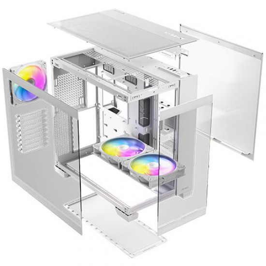 Antec C8 ARGB White, 2x TQR 160mm & 1x TQ 140mm ARGB PWM Fans Included,dual-chamber layout, Type-C, 360mm Radiator Support, Seamless TG Front & Side Panels, RTX 40 compatible, Full-Tower E-ATX PC Case