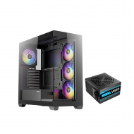  Antec CX300 ARGB Black + Antec Atom V650 650 Watts  Power Supply with Panoramic 270 Degree View