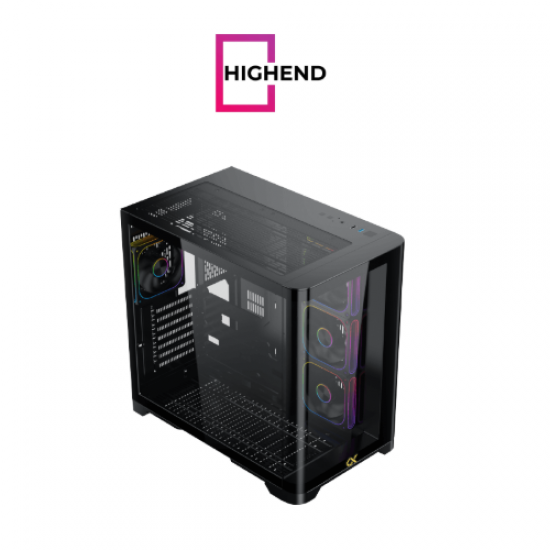 Xigmatek Crystal Storm V2 4 fan PWM Argb  + Fan Controller + X Power 600W 80 Plus Curved TG Mid Tower Case 