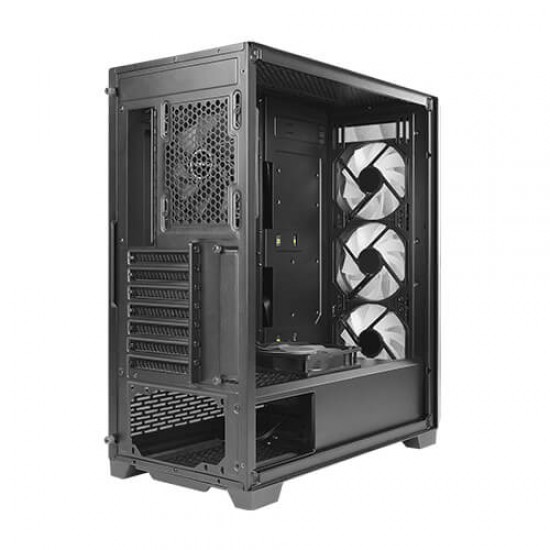 Antec DF700 Flux, Mid Tower Computer Case Tempered Glass Side Panel, USB3.0 x 2, 360 mm Radiator Support, 3 x 120 mm ARGB, 1 x 120 mm Reverse & 1 x 120 mm Fans Included
