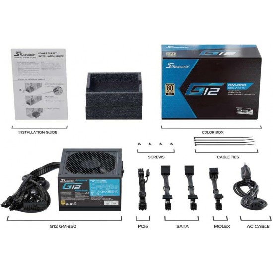 Seasonic G12 GM-850 850W 80 Plus Gold Semi Modular Smart And Silent Fan Power Supply