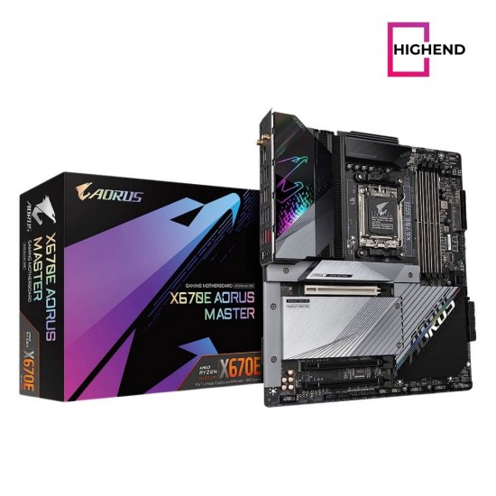 GIGABYTE X670E AORUS Master (AM5/ LGA 1718/ AMD X670E/ EATX/ DDR5/ Quad M.2, PCIe 5.0/ USB 3.2 Gen2X2 Type-C/Intel WiFi 6E/ Intel 2.5GbE LAN/Q-Flash Plus/Gaming Motherboard)