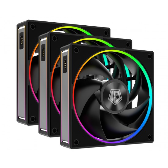 ID-COOLING MF-1230-ARGB-K TRIO ARGB PWM Dual Ball Bearing Magnetic Connection 30mm Thickened Frame 7 Blade 3 Fans ID-COOLING MF-1230-ARGB-K TRIO ARGB PWM Dual Ball Bearing Magnetic Connection 30mm Thickened Frame 7 Blade 3 Fans