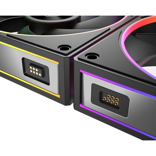 ID-COOLING MF-1230-ARGB-K TRIO ARGB PWM Dual Ball Bearing Magnetic Connection 30mm Thickened Frame 7 Blade 3 Fans ID-COOLING MF-1230-ARGB-K TRIO ARGB PWM Dual Ball Bearing Magnetic Connection 30mm Thickened Frame 7 Blade 3 Fans