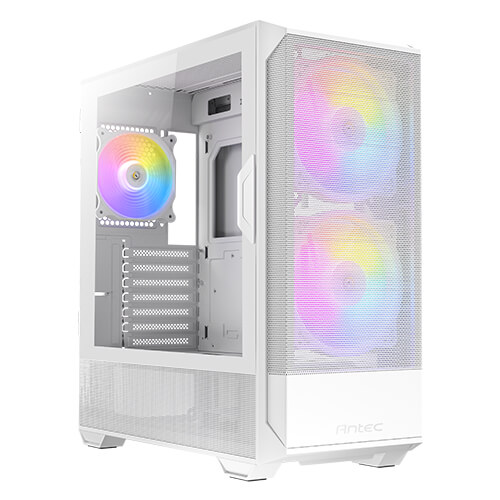 ANTEC NX416L White, High Airflow Mesh Front Panel, 2 x 160mm & 1 x 120mm ARGB Fans Included, Type-C, Tempered Glass Hinge Side Panel, Up to 11 Fans, 360mm Radiator Support, Mid-Tower ATX Gaming Case