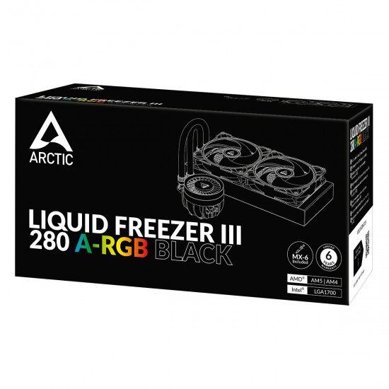  ARCTIC Liquid Freezer III 280 A-RGB - CPU AIO Water Cooler, Water Cooling PC, Intel & AMD, Efficient PWM-Controlled Pump, Fan: 200–1900 RPM, LGA1851 and LGA1700 Contact Frame