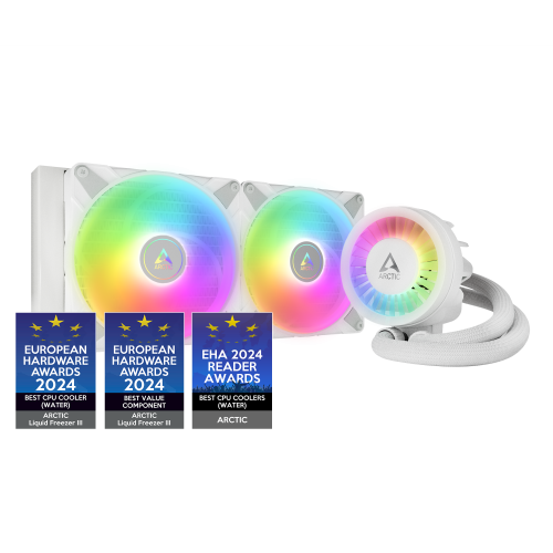 ARCTIC Liquid Freezer III 280 A-RGB - CPU AIO Water Cooler Water Cooling PC Intel AMD Efficient PWM-Controlled Pump Fan 200 1900 RPM LGA1851 and LGA1700 Contact Frame - White