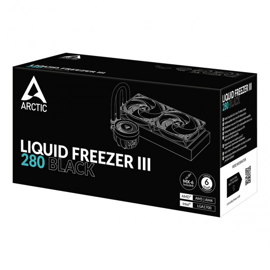 ARCTIC Liquid Freezer III 280 - CPU AIO Water Cooler Water Cooling PC Intel AMD Efficient PWM-Controlled Pump Fan 200 1700 RPM LGA1851 and LGA1700 Contact Frame - Black