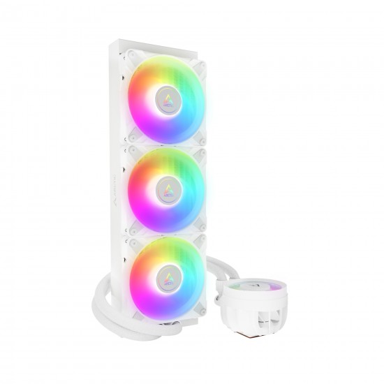 ARCTIC Liquid Freezer III 360 A-RGB - CPU AIO Water Cooler Water Cooling PC Intel AMD Efficient PWM-Controlled Pump Fan 200 2000 RPM LGA1851 and LGA1700 Contact Frame - White