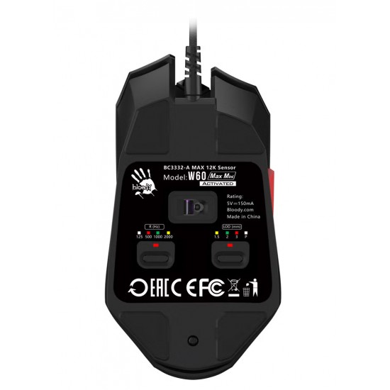 Bloody W60 Max Mini RGB lightweight Gaming Mouse -12,000 CPI – 4 LOD Setting Switch (Activated )