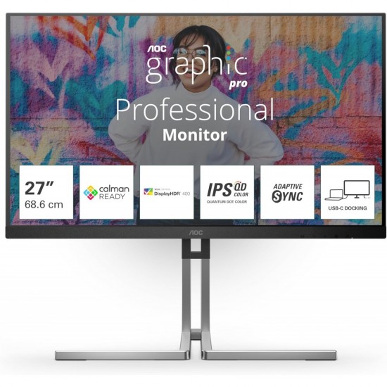 AOC Graphic Pro Q27U3CV 27" - IPS QD Panel (8bit) - CalMAN Ready - 2K - 75Hz - HDR 400