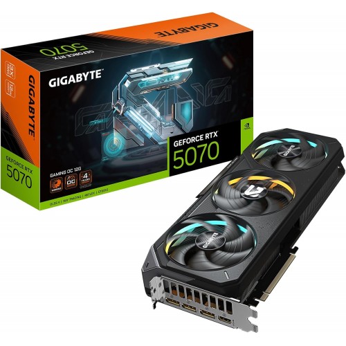 GIGABYTE GeForce RTX 5070 GAMING OC 12G – NVIDIA Blackwell Architecture, 12GB GDDR7 192-bit, 2625MHz Boost Clock, WINDFORCE Cooling, Hawk Fan, RGB Halo, Dual BIOS, Reinforced Structure, DLSS 4 Support