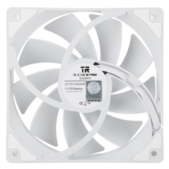 Thermalright TL-C12CW Fan 120mm White Non-LED Thermalright TL-C12CW Fan 120mm White Non-LED