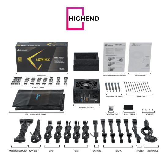 Seasonic Vertex GX-1200 1200W ATX 3.1 80 Plus Gold Fully Modular Hybrid Fan Power Supply