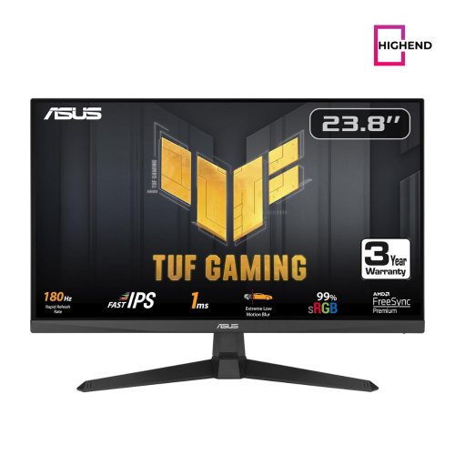 ASUS TUF Gaming 24” (23.8 inch viewable) 1080P Monitor (VG249Q3A) - Full HD, 180Hz, 1ms, Fast IPS, Extreme Low Motion Blur, FreeSync Premium, Speakers, DisplayPort, HDMI, Variable Overdrive, 99% sRGB