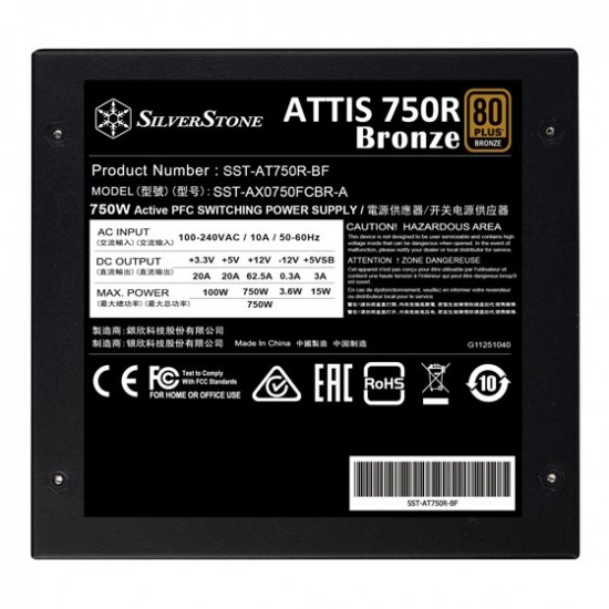 SilverStone SST-AT750R-BF ATTIS 750R 80 PLUS Bronze 750W ATX 3.1 Power Supply