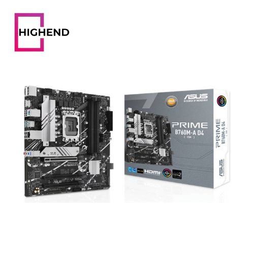 Asus PRIME B760M-A D4-CSM — PCIe 4.0, 2x M.2 slots, Realtek 2.5Gb Ethernet, DisplayPort, Dual HDMI, SATA 6 Gbps, rear USB 3.2 Gen 2, front USB 3.2 Gen 1 Type-C, Aura Sync
