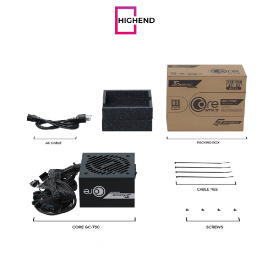 Seasonic Core GC-750 ATX3 750W Atx 3.1 80 Plus Gold braided cables Hydro Dynamic Bearing Fan Power Supply