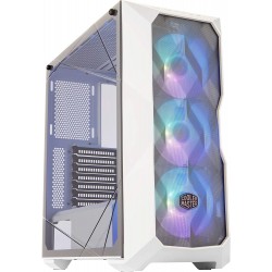 Cooler Master MasterBox TD500 Mesh White Airflow ATX Mid-Tower with Polygonal Mesh Front Panel, Crystalline Tempered Glass Three 120mm ARGB Lighting Fans