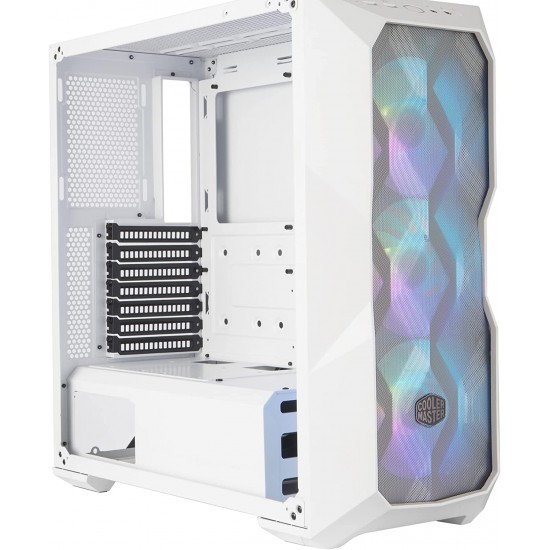 Cooler Master MasterBox TD500 Mesh White Airflow ATX Mid-Tower with Polygonal Mesh Front Panel, Crystalline Tempered Glass Three 120mm ARGB Lighting Fans