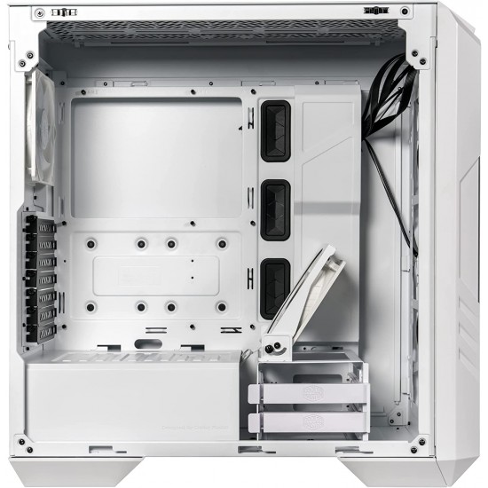 Cooler Master HAF 500 White PC Case: Mid-Tower, 2 x 200mm Pre-Installed ARGB Fans for High-Volume Airflow, Rotatable 120mm GPU Fan, Versatile Cooling Options, Tempered Glass Side Panel, Removeable Top