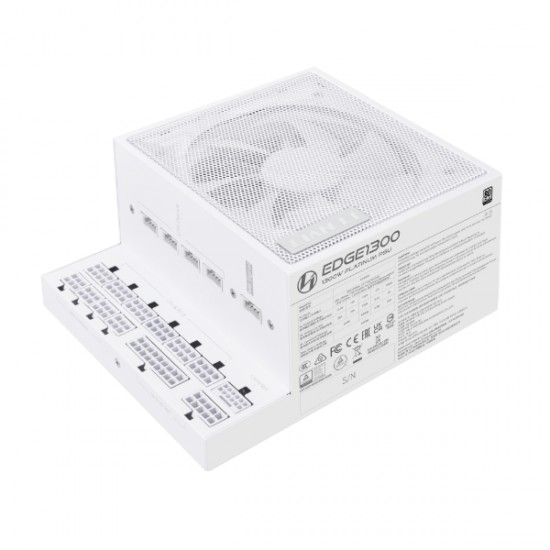 Lian Li Edge EG1300 1300W 80 Plus Platinum ATX 3.1 Fully Modular Power Supply – High-Efficiency PSU with Silent FDB Fan, White Lian Li Edge EG1300 1300W 80 Plus Platinum ATX 3.1 Fully Modular Power Supply – High-Efficiency PSU with Silent FDB Fan, White