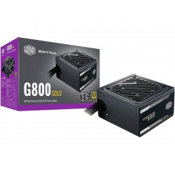 Cooler Master G800 Gold Power Supply, 800W 80+ Gold Efficiency, Intel ATX Version 2.52, Fixed Flat Black Cables . Quiet HDB Fan, 5 Year Warranty