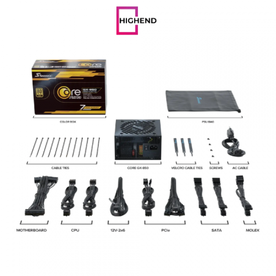 Seasonic Core GX-850 ATX3 850W Atx 3.1 80 Plus Gold Cybenetics Platinum Fully Modular Hydro Dynamic Bearing Fan Power Supply