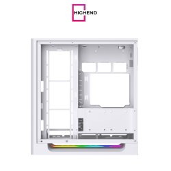 Xigamtek Heaven Arctic 8 Fan Argb Pwm E ATX Support BTF MB Type C Single Piece Curved Tempered Glass White Mid Tower Case