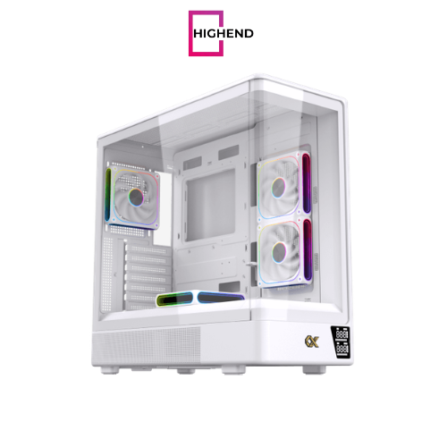 Xigmatek Moon DGT Arctic Digital LCD 4 Fan Argb PWM Curved Tempered Glass White Super Tower Case