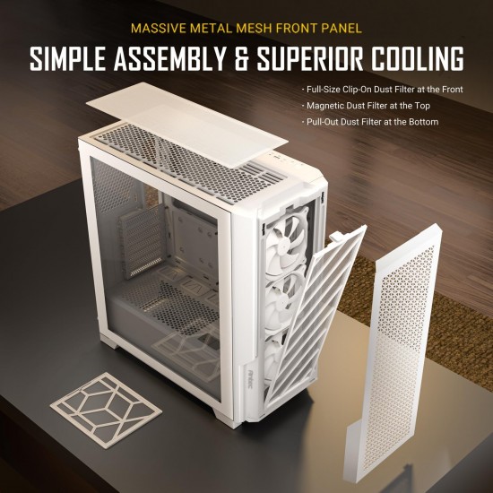 Antec Performance Series P20C White, Massive Metal Mesh Front Panel, 3 x 120mm PWM White Fans, Type-C 3.2 Gen2 Ready, 2 x 360 mm Radiator Simultaneously, GPU Bracket, Mid-Tower E-ATX PC Case