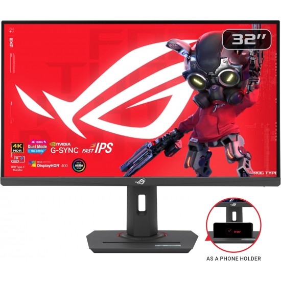 ASUS ROG Strix 32” 4K HDR Gaming Monitor (XG32UCG) – 3840x2160, Dual Mode (4K 160Hz/FHD 320Hz), 0.3ms, Fast IPS, Extreme Low Motion Blur Sync, USB-C, G-SYNC Compatible, Tripod Socket ASUS ROG Strix 32” 4K HDR Gaming Monitor (XG32UCG) – 3840x2160, Dual Mode (4K 160Hz/FHD 320Hz), 0.3ms, Fast IPS, Extreme Low Motion Blur Sync, USB-C, G-SYNC Compatible, Tripod Socket