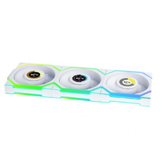 Lian Li UNI Fan SL Wireless LCD 120 Reverse Blade ARGB 3 Fans White With 2.4 GHz Wireless Controller Fan